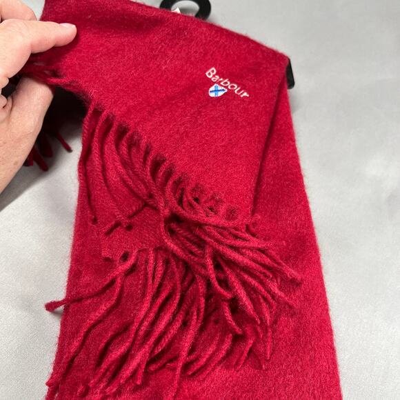 Barbour Red Lambswool Scarf New with tags & Hanger Great Luxury Gift Old Money - Picture 6 of 11